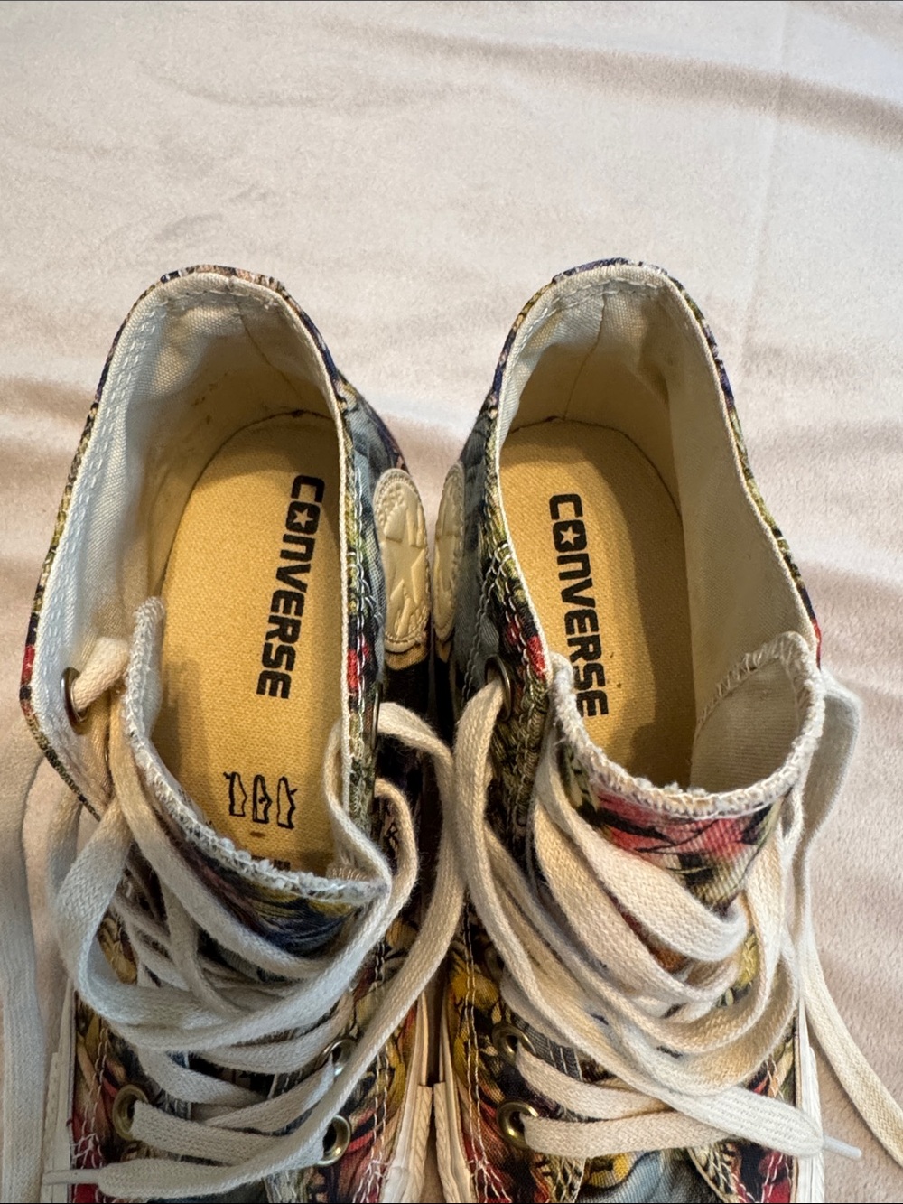 Converse Floral High-Top Wedge Sneakers in Cream, Yellow, Red, Blue - Picture 3 of 7